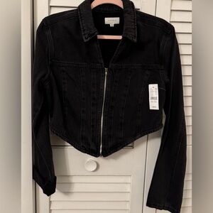 Pacsun Black Denim Jacket Zipper Cropped Short M